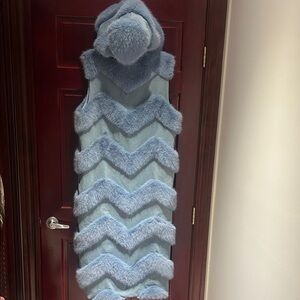 Women's Blue Faux Fur Vest